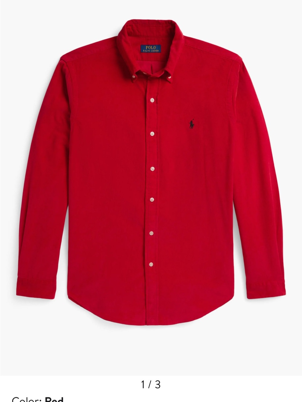 Polo by Ralph Lauren 21 Wale Red Button-Down corduroy  Shirt - Men's XL new